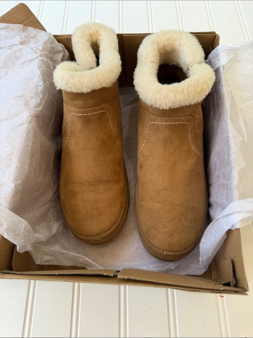 Sperry Kids Chestnut Suede Shearling-Lined Zip Boots